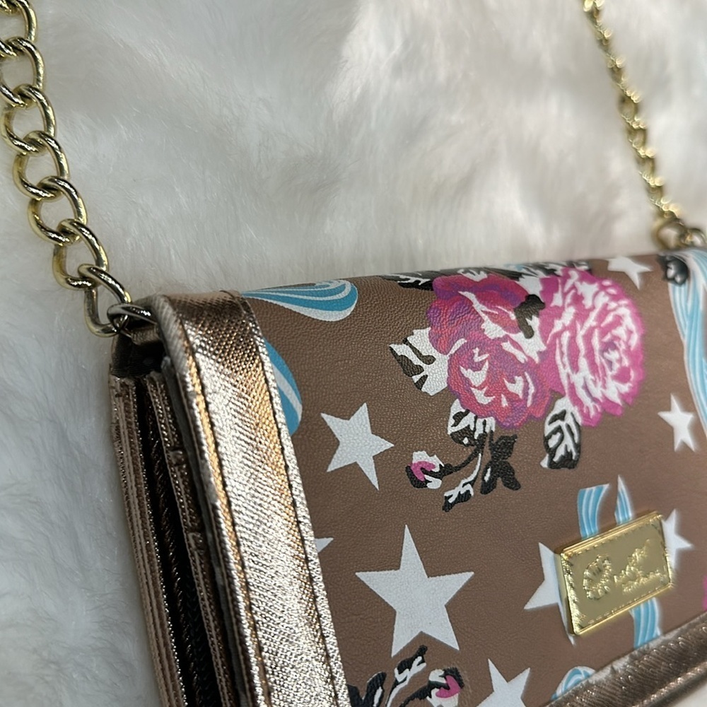 Luv Betsey crossbody wallet purse rose gold w/ gold accents and star purse charm - Picture 5 of 15